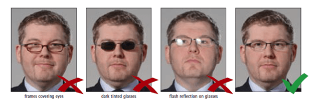 Visa Photo Requirements - Glasses