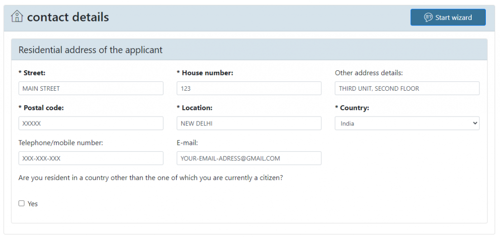 contact details