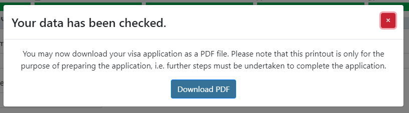 application is checked